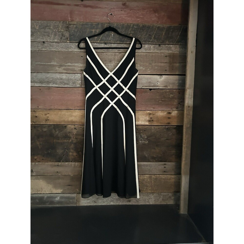 Vintage Papell Boutique Evening Womens Silk Midi Dress Size 8 Formal Event LBD